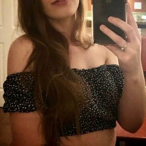 Floral off shoulder crop